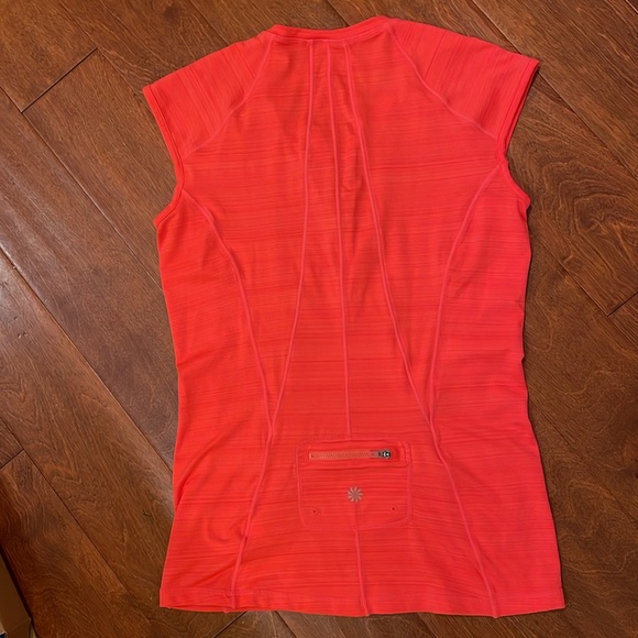 Athleta sz M bright coral colored cap sleeve athletic top - Picture 4 of 6